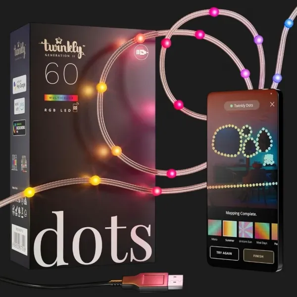 Гірлянда Smart LED Twinkly Dots Lights RGB 60 IP20 3м, без БЖ