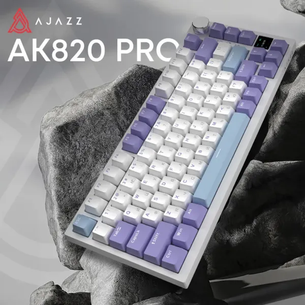 Клавіатура ігрова Ajazz AK820 PRO Gift Switch (White/Purple) (AK820PRO-G-PWB) (UA)