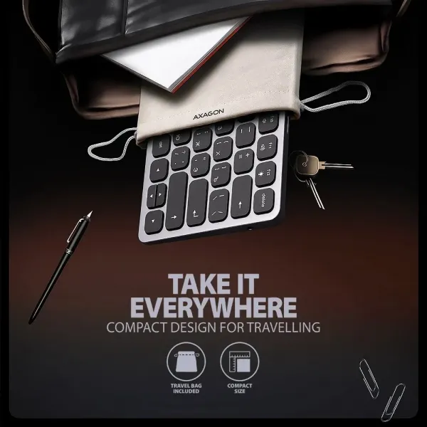 Клавіатура AXAGON HMC-KB 9 in 1 Layout USB (Silver/Black) (UA)