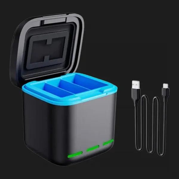 Зарядний пристрій для GoPro Hero 9-12 Portable Battery Charger 3 Slot Charging Box
