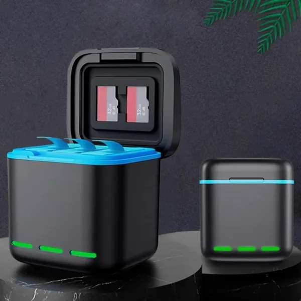 Зарядний пристрій для GoPro Hero 9-12 Portable Battery Charger 3 Slot Charging Box