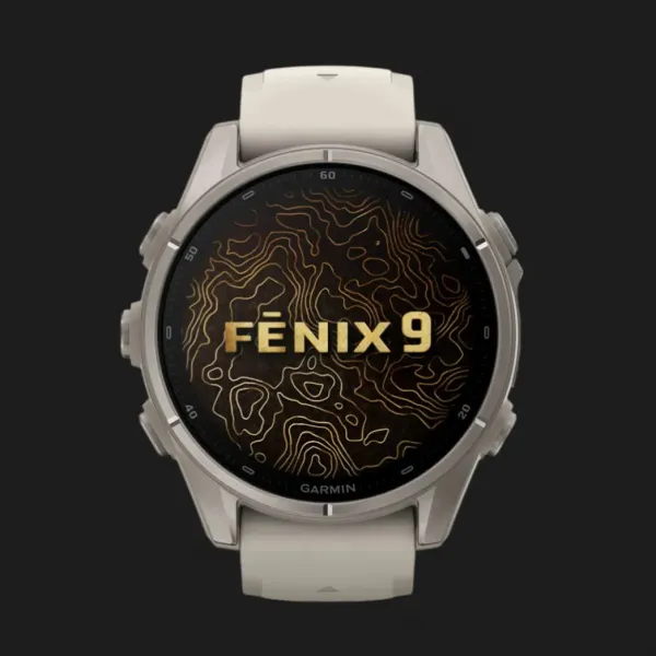 Garmin Fenix 9 43mm AMOLED Sapphire Titanium with Fog Gray Silicone Band