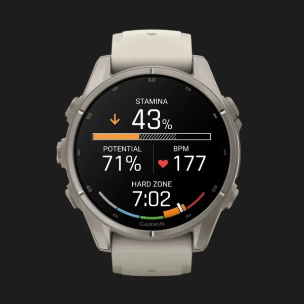 Garmin Fenix 9 43mm AMOLED Sapphire Titanium with Fog Gray Silicone Band