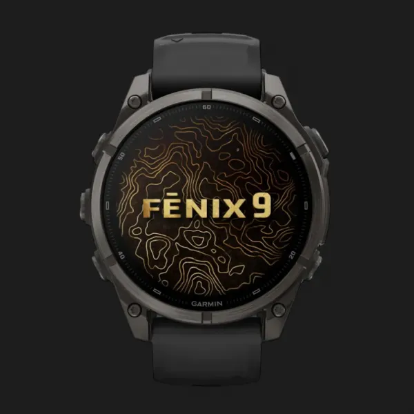 Garmin Fenix 9 47mm AMOLED Sapphire Carbon Gray DLC Titanium with Black Silicone Band