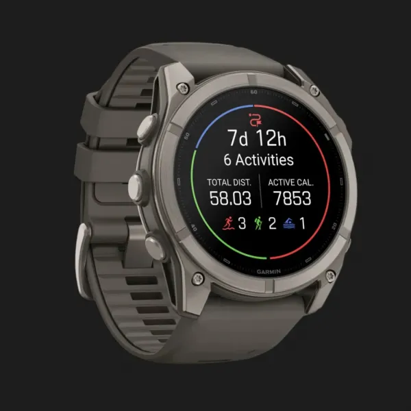 Garmin Fenix 9 51mm AMOLED Sapphire Titanium with Pebble Gray Silicone Band