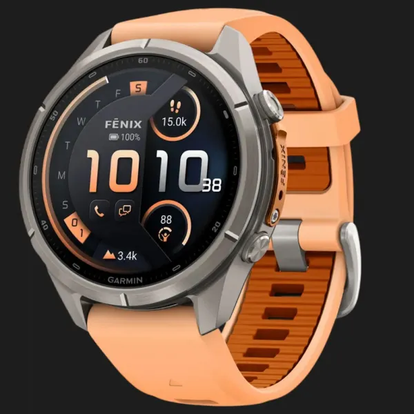 Garmin Fenix 9 Pro 43mm LTE AMOLED Sapphire Titanium with Shell Pink/Autumn Orange Silicone Band