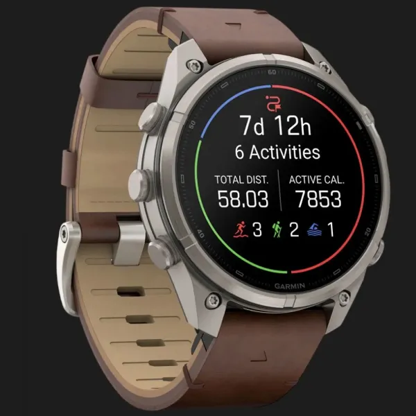 Garmin Fenix 9 Pro 47mm LTE AMOLED Sapphire Titanium with Walnut Leather Band