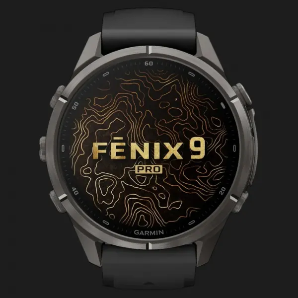 Garmin Fenix 9 Pro 43mm AMOLED Sapphire Carbon Gray DLC Titanium with Black/Pebble Gray Silicone Band