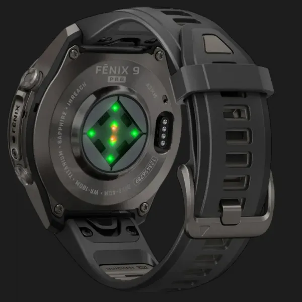 Garmin Fenix 9 Pro 43mm AMOLED Sapphire Carbon Gray DLC Titanium with Black/Pebble Gray Silicone Band