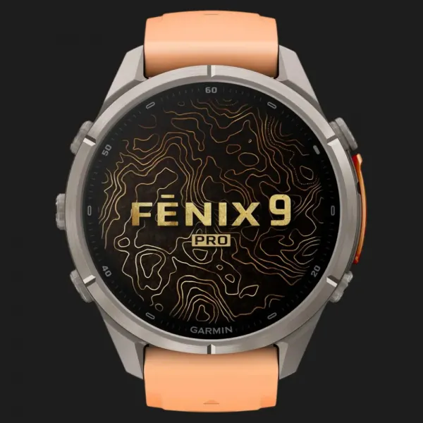 Garmin Fenix 9 Pro 43mm AMOLED Sapphire Titanium with Shell Pink/Autumn Orange Silicone Band