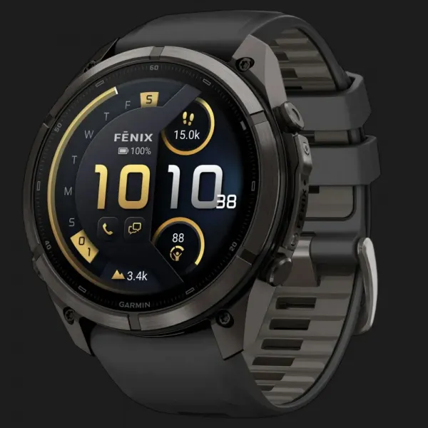 Garmin Fenix 9 Pro 51mm LTE AMOLED Sapphire Carbon Gray DLC Titanium with Black/Pebble Gray Silicone Band