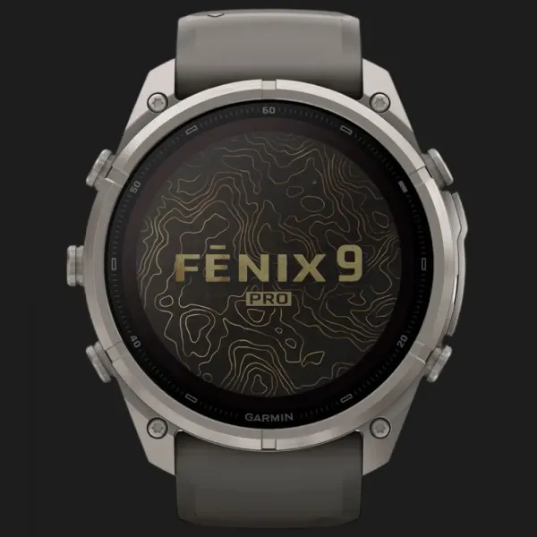 Garmin Fenix 9 Pro 51mm LTE Sapphire Solar Titanium with Pebble Gray/Silver Gray Silicone Band