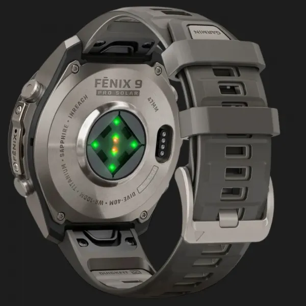 Garmin Fenix 9 Pro 47mm Sapphire Solar Titanium with Pebble Gray/Silver Gray Silicone Band