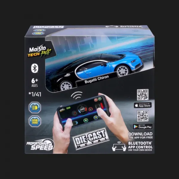 Автомобіль на дистанційному керуванні Maisto Tech — Bugatti Chiron, 1:41 (82651 (23012)) (Blue/Black)