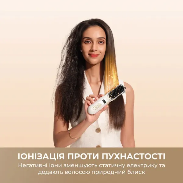 Бездротова щітка-випрямляч для волосся з іонізацією Dreame Silky (White)