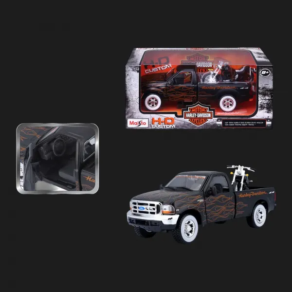 Набір Maisto Harley-Davidson: машинка (1:27) 1999 Ford F-350 Super Duty Pickup, мотоцикл (1:24) (32181)