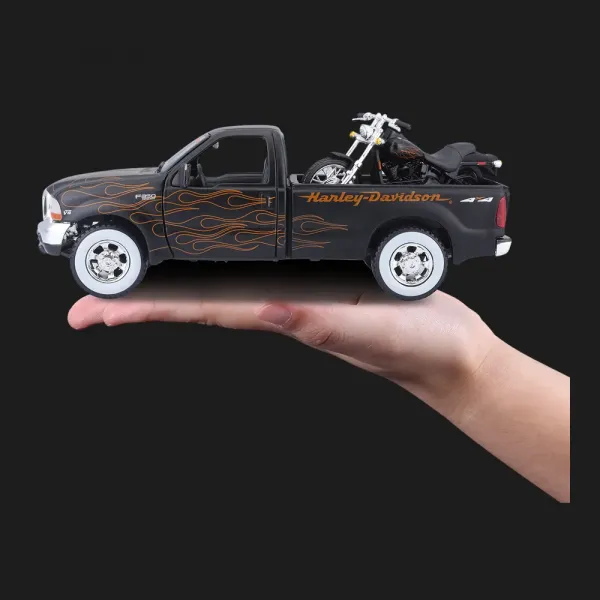 Набір Maisto Harley-Davidson: машинка (1:27) 1999 Ford F-350 Super Duty Pickup, мотоцикл (1:24) (32181)