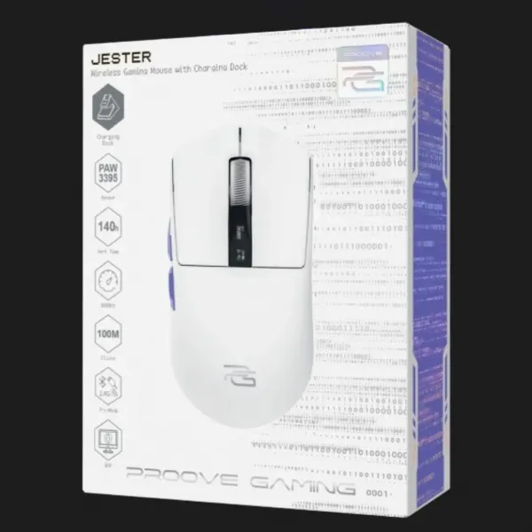 Бездротова ігрова миша Proove Gaming Jester 8K with Charging Dock (White/Purple) (WMJSCD022017)
