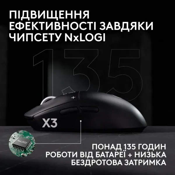 Ігрова миша Logitech G Pro X3 Superstrike Lightspeed Wireless (Midnight Black)