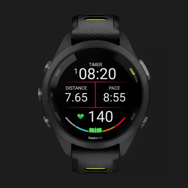 Garmin Forerunner 265S Black Bezel and Case with Black/Amp Yellow Silicone Band