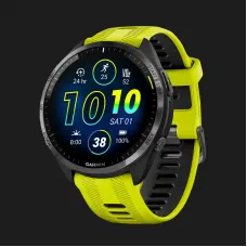 Garmin Forerunner 965 Carbon Gray DLC Titanium Bezel with Black Case and Amp Yellow/Black Silicone Band