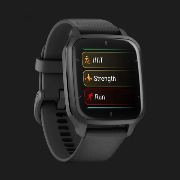 Garmin Venu Sq 2 Music Edition Slate Aluminum Bezel with Black Case and Silicone Band
