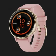Garmin Venu 3S Soft Gold Stainless Steel Bezel with Dust Rose Case and Silicone Band