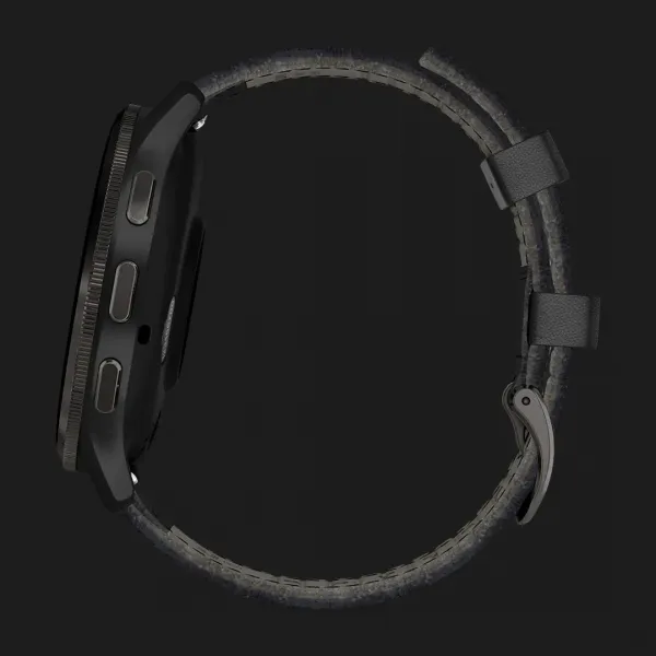 Garmin Venu 3 Slate Stainless Steel Bezel with Black Case and Black Leather Band