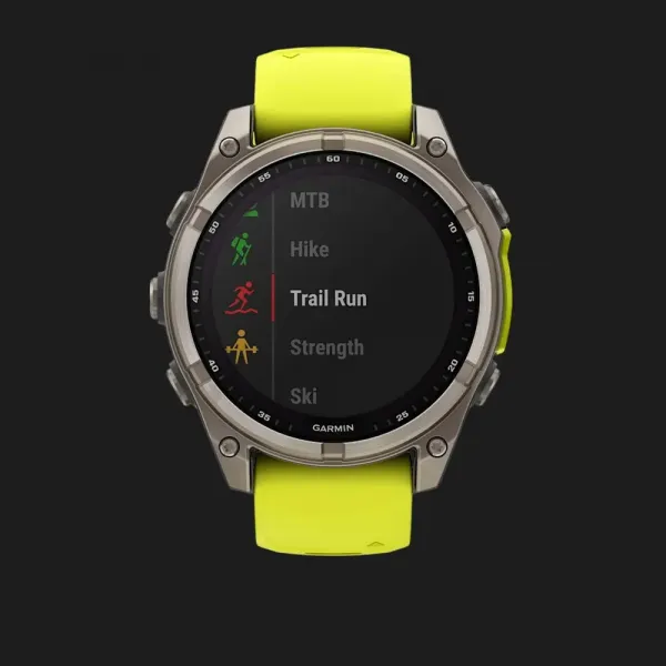 Garmin Fenix 8 51mm Solar Sapphire Titanium with Amp Yellow/Graphite Silicone Band