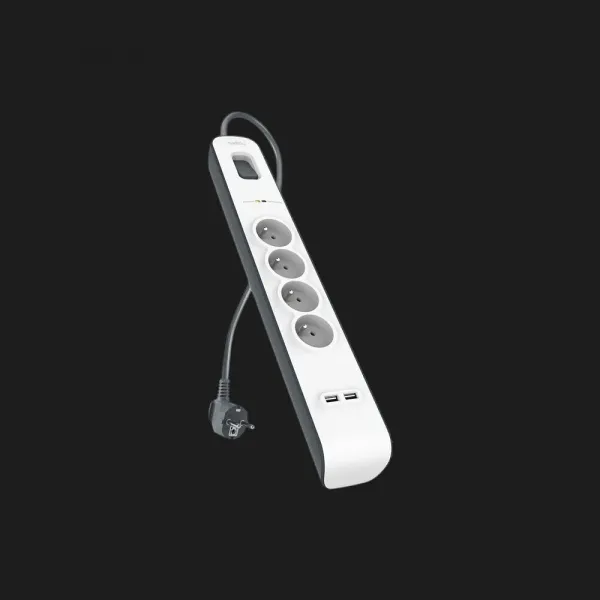 Мережевий фільтр Belkin 4хТип F, 3x1.5мм кв, 16А, 2xUSB-A 2.4A, з захистом від перенапруги,2м (White)