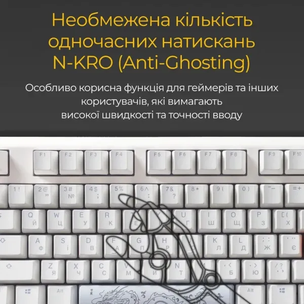 Клавіатура ігрова Ducky One 3 Cherry MX Red RGB (White) (UA)