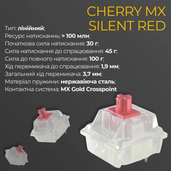 Клавіатура ігрова Ducky One 3 Cherry MX Silent red (Matcha Cream) (UA)