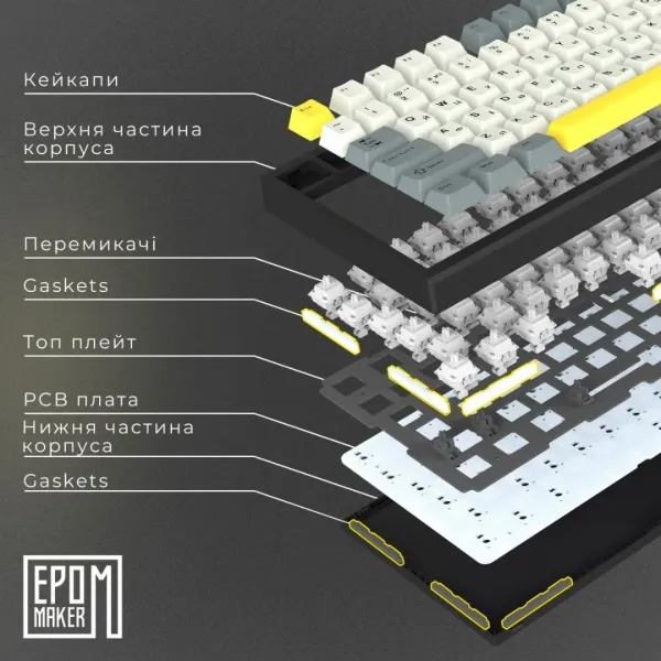 Клавіатура ігрова Epomaker TH80 SE Budgerigar V2 (Black) (UA)