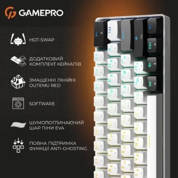 Ігрова клавіатура Gamepro Genesis Infinity (Black/White) (UA)